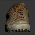 Brown Leather Casual Sneakers With Classic Lace Up Design And White Sole