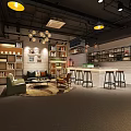 Modern Public Office Space With Open Layout Desks Bookshelves And Pendant Lights
