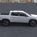 White RAM Pickup Truck With Modern Front Grille And Crew Cab Design