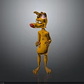 Orange Spotted Cartoon Character With Long Ears Red Nose Standing Pose 3d model