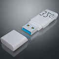 White USB Flash Drive With Cap And 35℃ Label Blue Yellow Interface Portable Storage Device 3d model