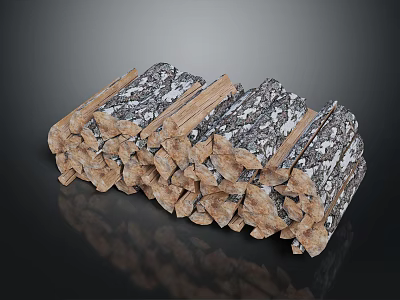 Natural Stacked Firewood Logs With Bark For Home Heating And Cooking Use 3d model