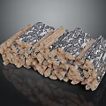 Natural Stacked Firewood Logs With Bark For Home Heating And Cooking Use