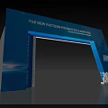 Blue Event Entrance Archway with New Era Promotion Text and Modern Design