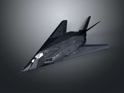 Futuristic Black Stealth Jet With Sleek Geometric Design And Metallic Surface 3d model