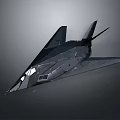 Futuristic Black Stealth Jet With Sleek Geometric Design And Metallic Surface