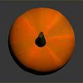 Fresh Healthy Orange Pumpkin With Green Stem On Gray Background And Round Shape
