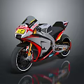 Sporty Racing Motorcycle With White Red Black Body And Number 52 Design