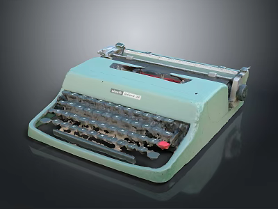 Vintage Olympia Teal Typewriter With Mechanical Keyboard Classic Design And Retro Style 3d model