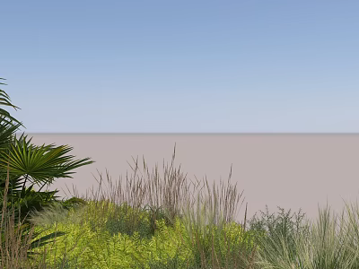 Lush Green Shrubs Thriving in Natural Landscape with Fresh Grass and Blue Sky 3d model