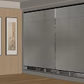 Beige Linen Window Curtains With Striped Design For Living Room Wooden Wall And Decorative Paintings