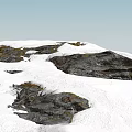 Scenic Mountain Landscape With Snow Covered Ground And Exposed Rocks Under Clear Blue Sky