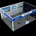 Everflo Exhibition Booth Interior With Screens Tables Chairs Negotiation Area And Green Plants