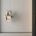 Modern Metallic Chandelier With Circular Pendants In White Background Display Area