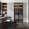 Modern Cloakroom Interior With Study Desk Piano Chair And Shelves