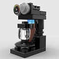 Building Blocks Coffee Machine Model with Black Body Blue Transparent Parts and Rotating Knob