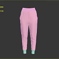 Pink Soft Fabric Sweatpants With Elastic Cuff And Casual Loose Fit Design