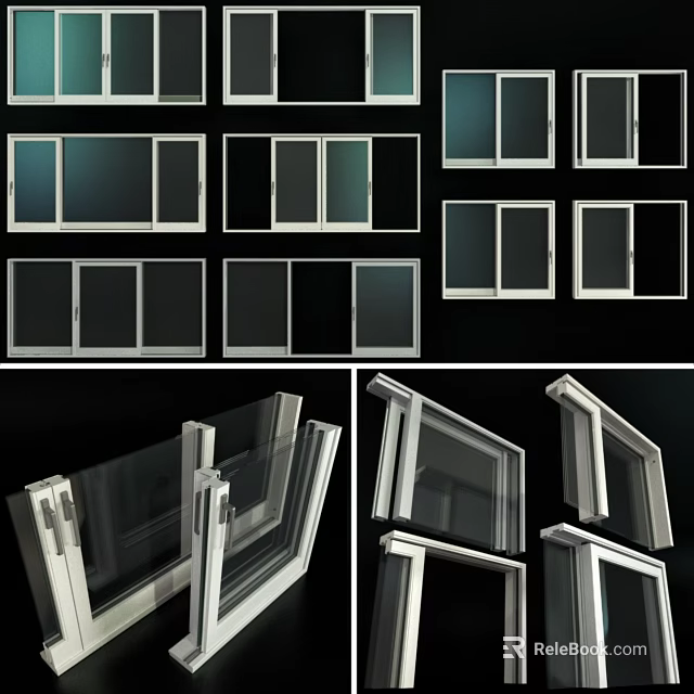 Modern Casement Doors With Glass Panels And Various Frame Styles For Home Interiors 3d model 