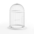 Decorative Golden Metal Birdcage With Dome Structure Base And Internal Perch 3d model