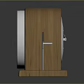 Wooden Base Decorative Item With Two Circular White Panels And Silver Edges