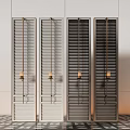 Modern Interior Room Divider With Slatted Design Metal Frame And Wall Sconces 3d model