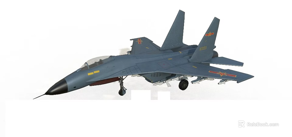 Chinese Air Force Fighter Jet With Landing Gear And Markings 3d model 