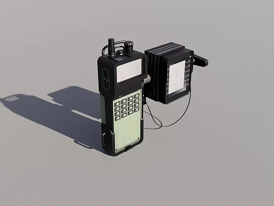 Vintage Military Weapon Communication Device With Black Body Green Screen And Antenna 3d model