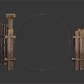 Wooden Fence Gate Scene Component With Crossed Planks And Frame