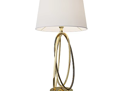 Modern Table Lamp With White Fabric Shade And Gold Curved Metal Base 3d model