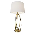 Modern Table Lamp With White Fabric Shade And Gold Curved Metal Base