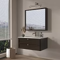 Modern Wall Mounted Bathroom Vanity With Mirror Sink Faucet And Decor