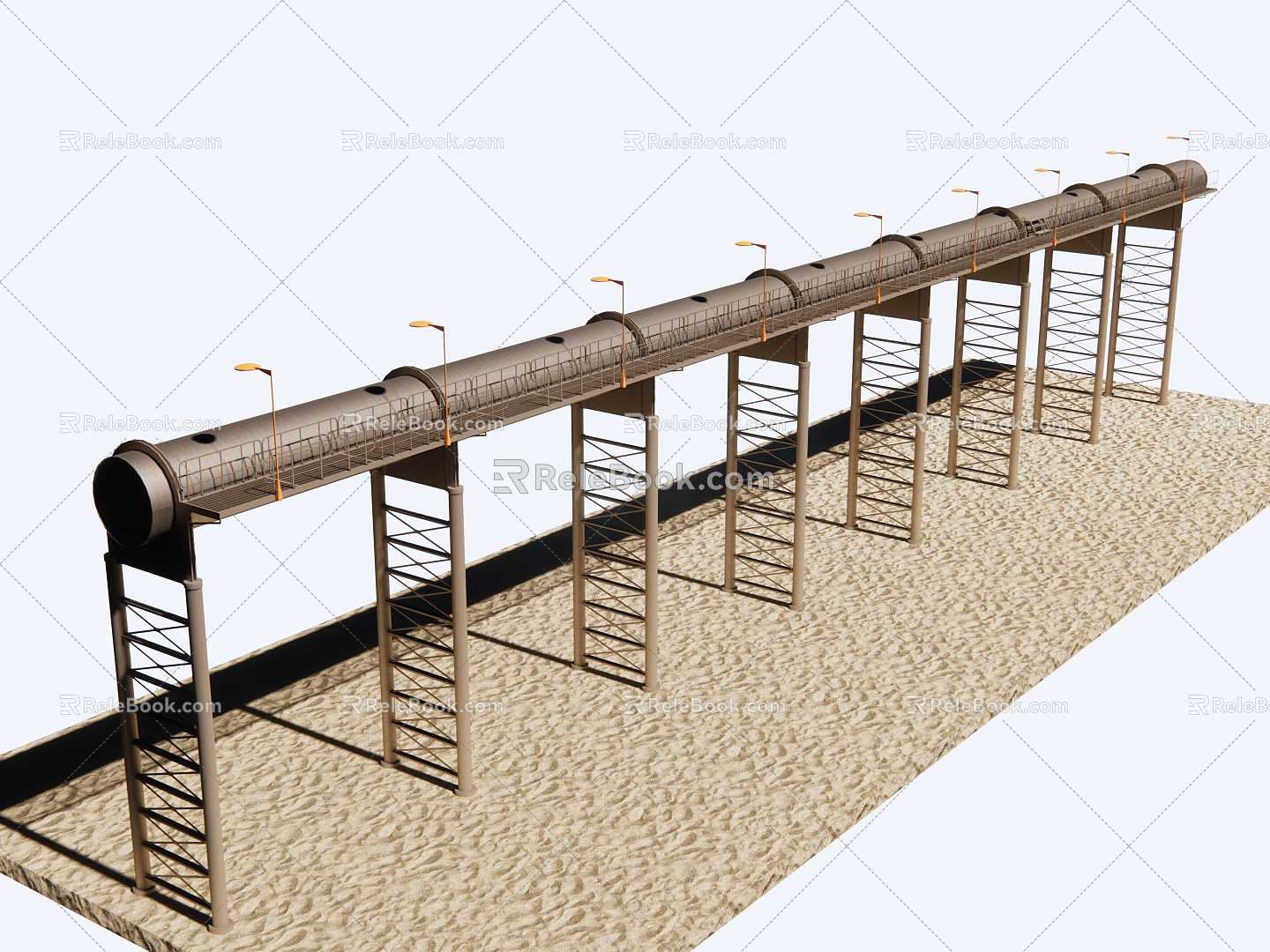 Oil pipeline Elevated oil pipeline 3d model