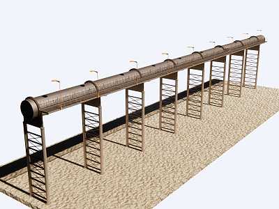 Oil pipeline Elevated oil pipeline 3d model