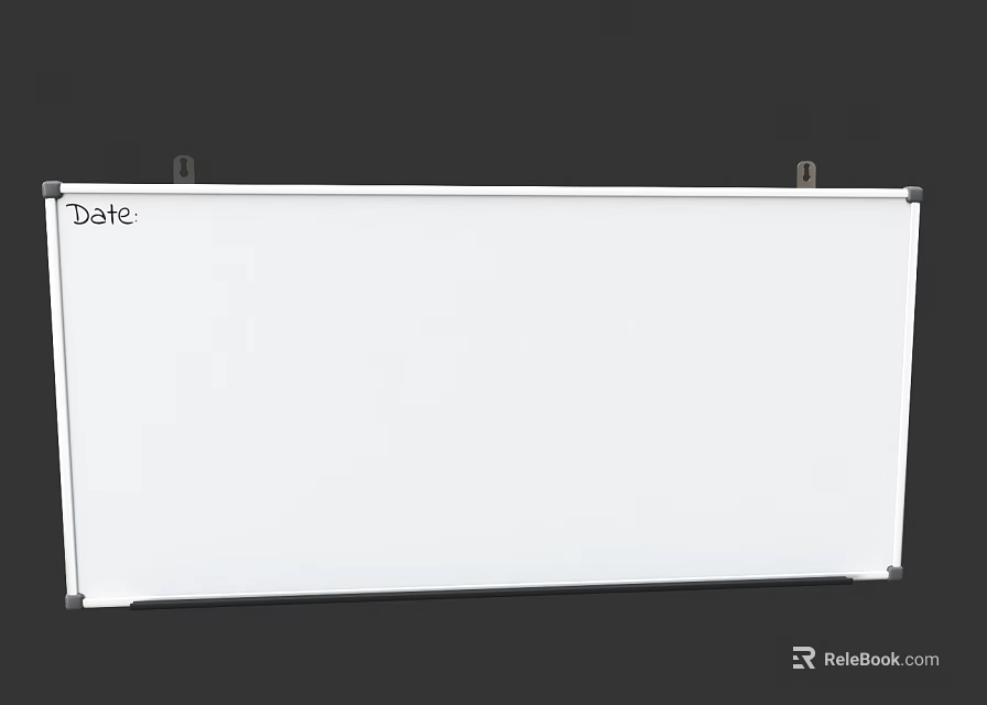 Wall Mounted Whiteboard With Metal Frame And Date Written On Surface 3d model 