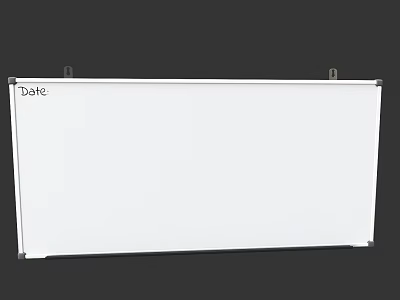 Wall Mounted Whiteboard With Metal Frame And Date Written On Surface 3d model