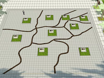 Modern culture square aspids Kyushu map 3d model