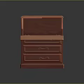 Red Wooden Clothing Storage Cabinet With Flip Top And Drawer Design