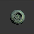 Handcrafted Glass Vase Sculpture With Blue Green White Swirl Pattern And Handle