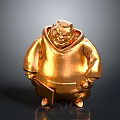 Golden Laughing Buddha Figurine With Chubby Body And Shiny Polished Surface