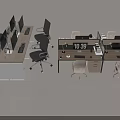 Modern Office Desk Setup With Multiple Monitors Ergonomic Chairs And Digital Clock