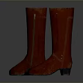 Red Leather Long Boots With Stitched Detail And Classic Style For Daily Wear