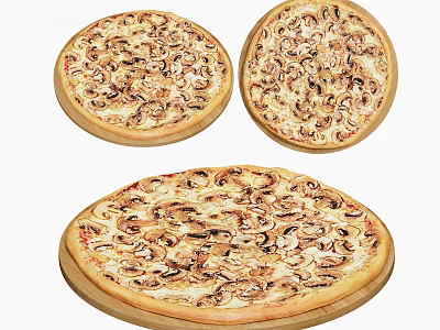 Delicious Mushroom Pizzas With Fresh Toppings 3d model