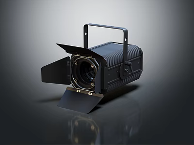 Professional Black Stage Light With Metal Barn Doors And Reflective Surface 3d model
