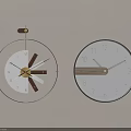 Two Modern Wall Clocks With Metal Frame Black Border Wooden Accents And White Dial