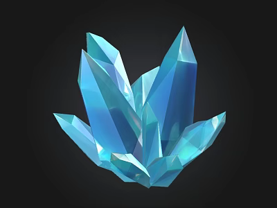 Stunning Blue Polyhedral Crystal Structure With Glossy Transparent Facets On Black Background 3d model