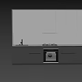 Modern Style Kitchen With Gray White Upper Lower Cabinets Black Oven Light Colored Countertop