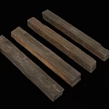Natural Stone Wood Long Strips with Rustic Texture and Worn Surface Details 3d model