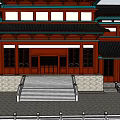 Traditional Chinese Ancient Architecture Featuring Multi Tiered Roofs Red Columns And Stone Steps
