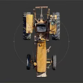 Yellow Vintage Farm Tractor With Large Wheels And Rustic Metal Body