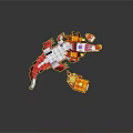 Animated Game Movie Character Blocky Red White Dragon With Small Orange Companion